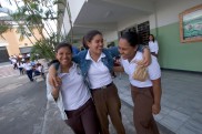### Freelance for The Florida Catholic - Dominican Republic trip - CONTACT PHOTOGRAPHER/writer Jannet Walsh 352-598-7976 - cell### Lunch time laughs for high school girls Daniela Richardo(cq) age 17, Monica Ramirez(cq) age 16 and Omara Marinez(cq) age 16, all speaking perfect English. They are just four of the 900 students at Colegio Inmaculado Corazon de Maria(cq) run by the Hermanas Carmelitas Teresas de San Jose, Carmelite Sisters, Friday afternoon, March 10, 2006, in La Romana, Dominican Republic. (Jannet Walsh/Freelance for The Florida Catholic)2006