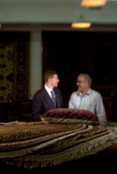 ###Rare Redhead: Jamal Fakhoury, 48, Ocala### Redheaded Dr. Jamal Fakhoury, 48, left, of Ocala, is a chiropractor by profession, chats about Persian rugs with Bahram Cyrus Assary, owner of the Cyrus Rug Gallery, in Ocala. American born, Dr. Fakhoury is originally from the Detroit, Michigan area, but spent part of life growing up in the Middle East. A Muslim by faith, has a family heritage with links to Lebanon from his mother's family and Palestine on his father's side. Fakhoury has a younger brother with red hair, including his father, both grandfathers, a grandmother and even a daughter with a signs of auburn red hair. Fakhoury is surrounded by Persian rugs at the Cyrus Rug Gallery, in Ocala, Saturday afternoon, April 9, 2005, Ocala, FL, USA. (Jannet Walsh/Star-Banner)2005