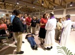 Ocala Star-Banner - Healing Conference, Ocala, FL.### Maria Diaz of Clermont, lays on the floor as she rests in the Holy Spirit after she received a healing. She doing a healing by proxy for a family member that is very ill. Becoming overwhelmed is called resting in the Holy Spirit, according to Father Alfonso Cely. Aguirre before the healing she was feeling depressed and was at peace and very calm. The event was hosted by the Hispanic Ministry of Blessed Trinity Catholic Church, for the First Grand Charismatic Healing Conference on Sept. 16 and 17, 2006. The theme of "Christ Heals in Spirit and Truth" for the many that gathered seeking healing. Speakers included Father Alfonso Cely of Blessed Trinity and Father Salomon Bravo of Bogota, Colombia. The "Redes" from Kissimmee and others provided music, Saturday morning, Sept. 16, 2006, Ocala, FL. ( Jannet Walsh/Star-Banner)2006
