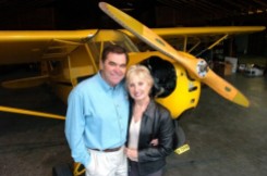 In 2005 I photographed Jimmy and Bette Leeward, standing in front of their 1947 Piper J-3 Cub plane in their hangar at Leeward Air Ranch, Feb. 2, 2005, in Ocala, FL. I was living and working in Florida, an employee of The New York Times Company. Leeward died when he crashed his World War II fighter P-51 Mustang during the Reno Air Races in Reno Nevada Friday September 16, 2011. (Jannet Walsh/Star-Banner)2005